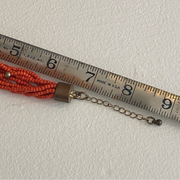 Red Seed Bead Multi Strand Bracelet | Vintage Southwest Boho Beaded Bracelet - Picture 5 of 7